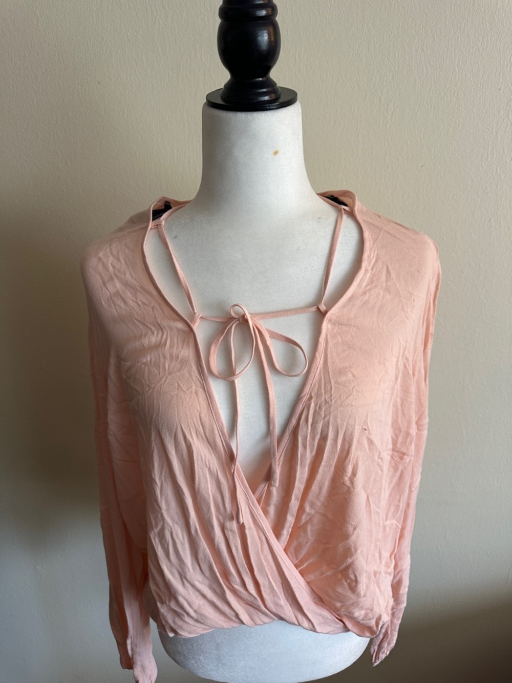 Forever 21 Peach Surplice Tie-Front Blouse